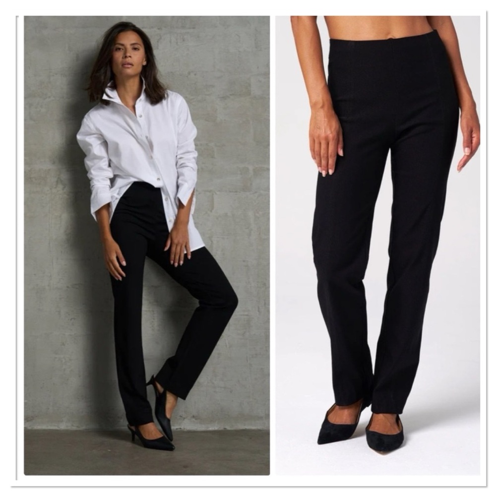 FRANNE GOLDE The Perfect Ponte Classic Pants Black Rayon Nylon Spandex Blend